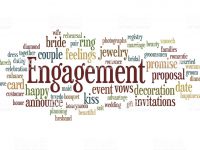 Engagement, word cloud concept on white background.